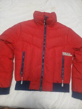 Vintage Olympic Puffer Jacket Red Down 100% YKK Zippers